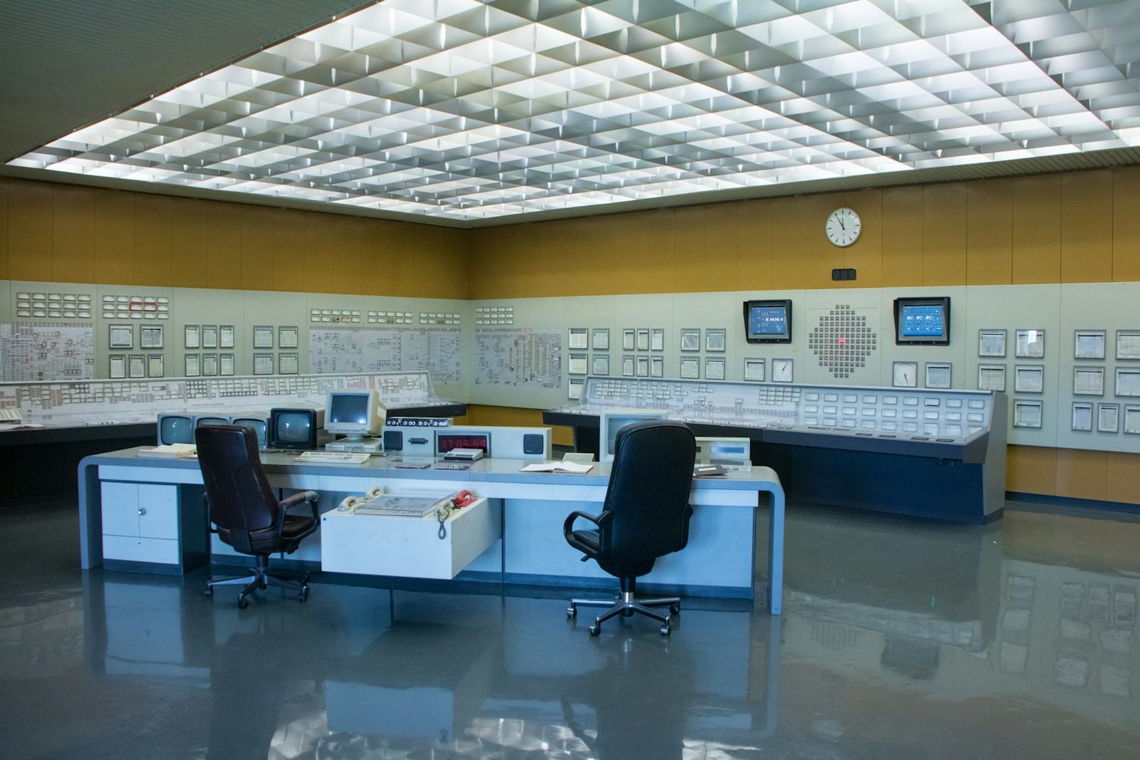Operations control room with monitoring consoles